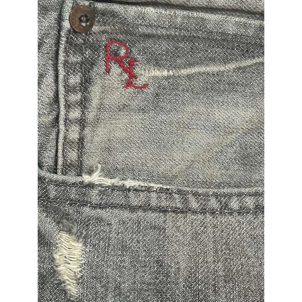 Polo Ralph Lauren Varick Slim Straight Jeans 40x32 Ash Grey Cotton Distressed